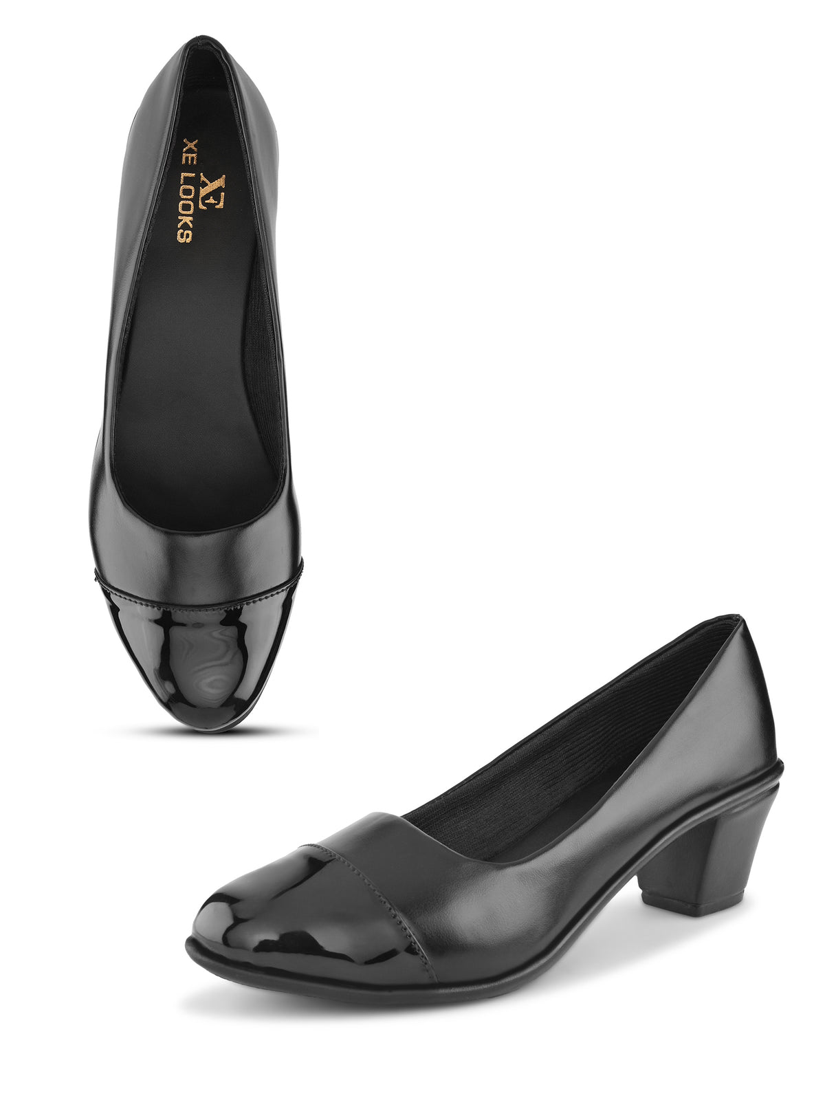 Glossy Cap Toe Slip-On Pumps