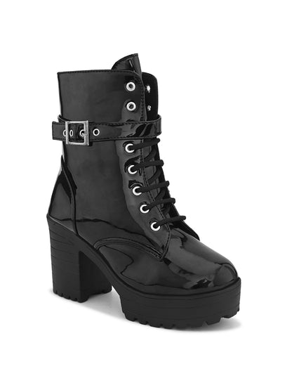 Comfortable Attractive,Chich & trendy zipper black block heel boots