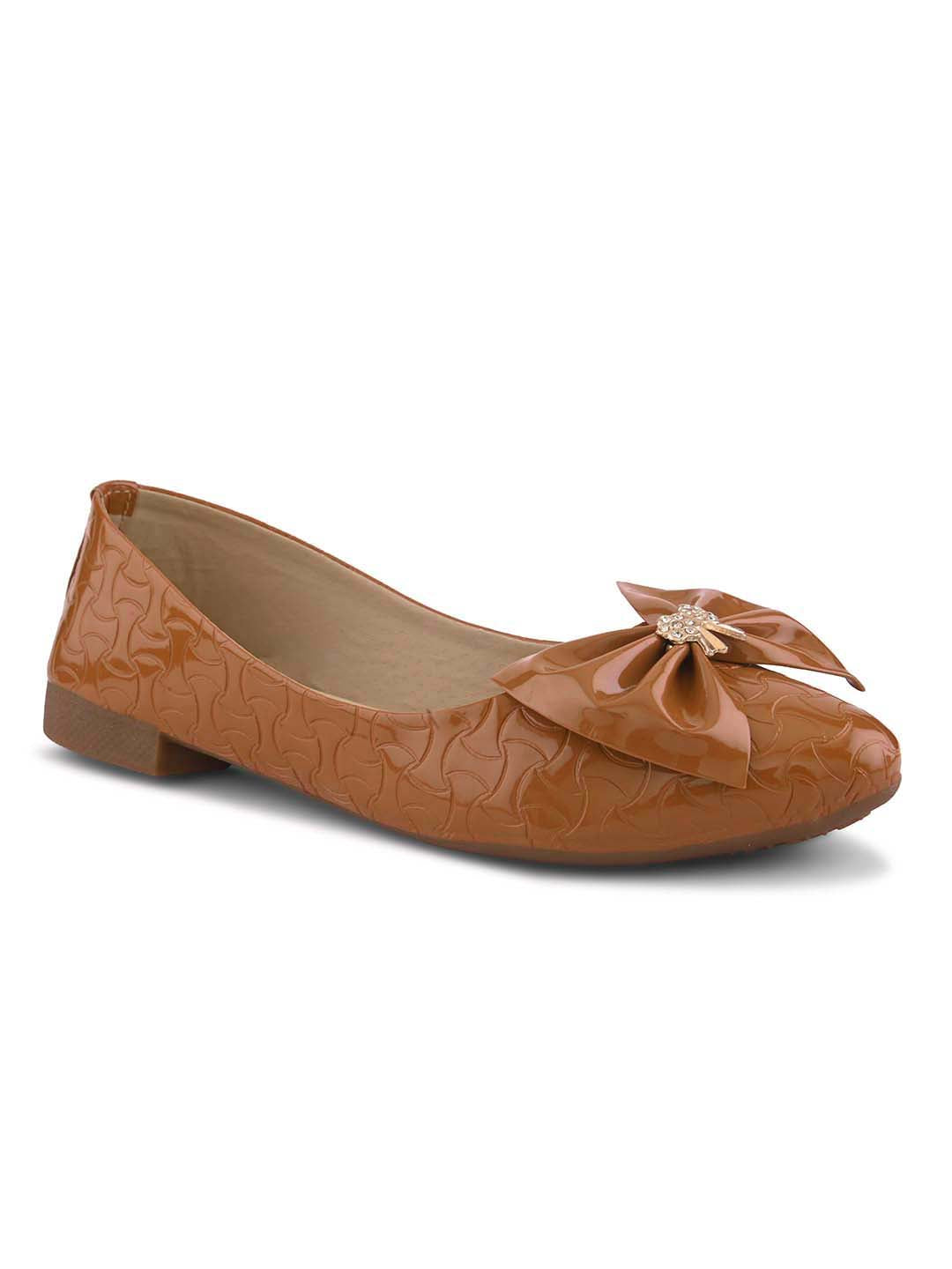 Glossy Bow Detail Ballerinas