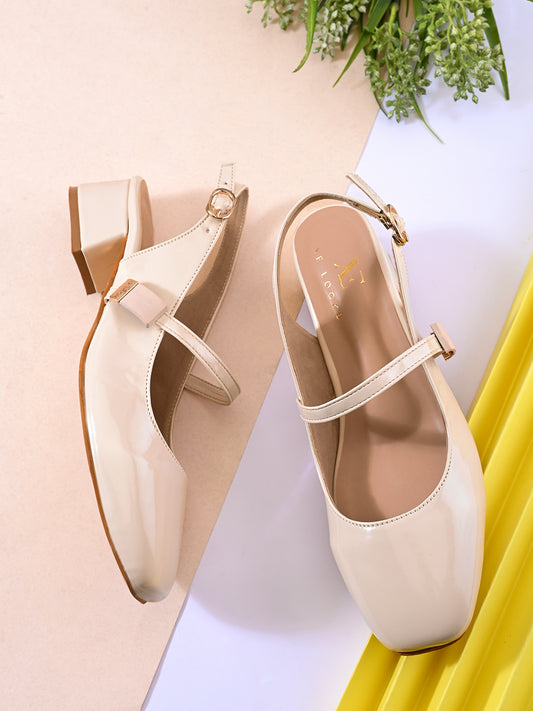 Elegant Slingback Block Heels with Bow Detail