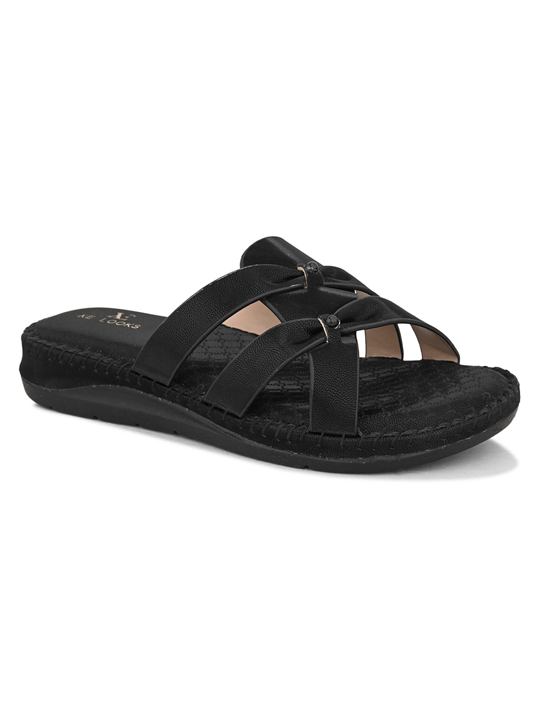 Cross-Strap with Cushioned doctor Sole Flat Slippers