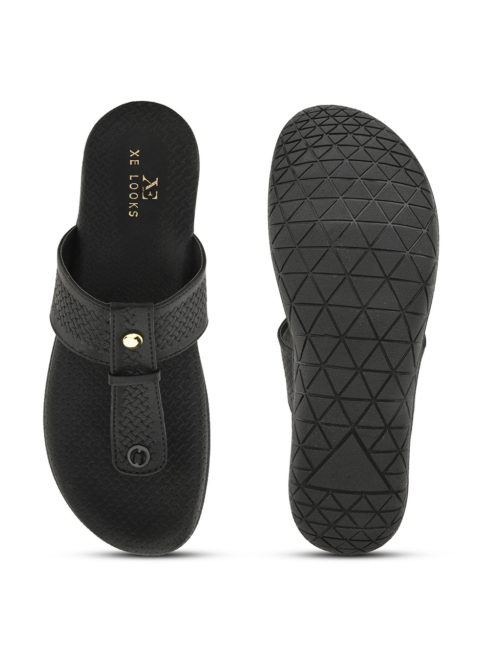 Synthetic Leather with Cushioned Sole, Slip-On Slippers