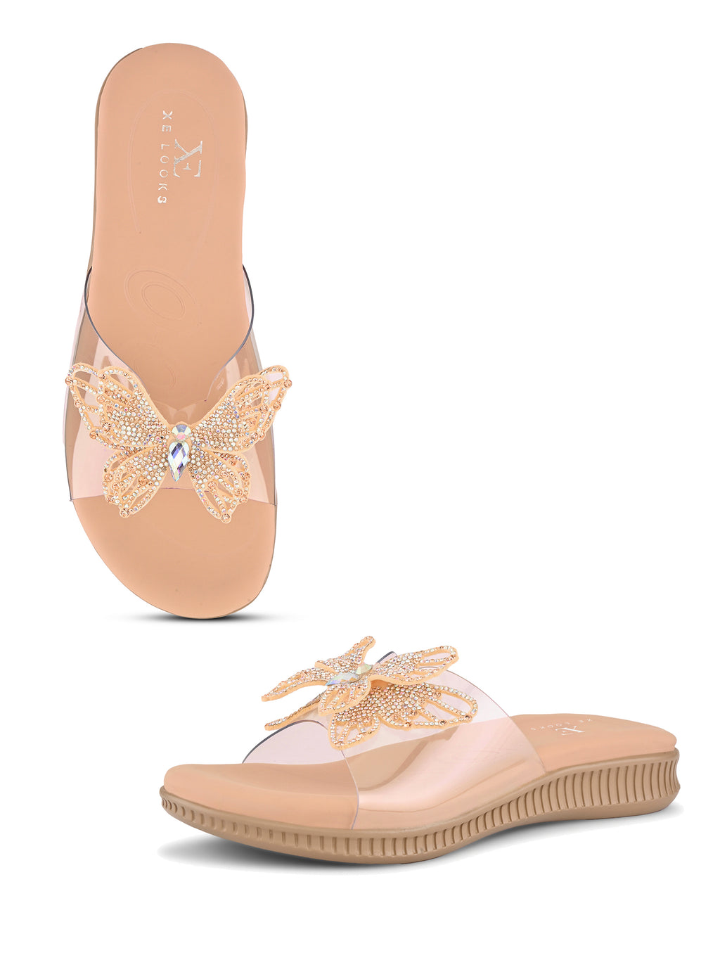Crystal Butterfly Transparent Comfort Cushion Slides