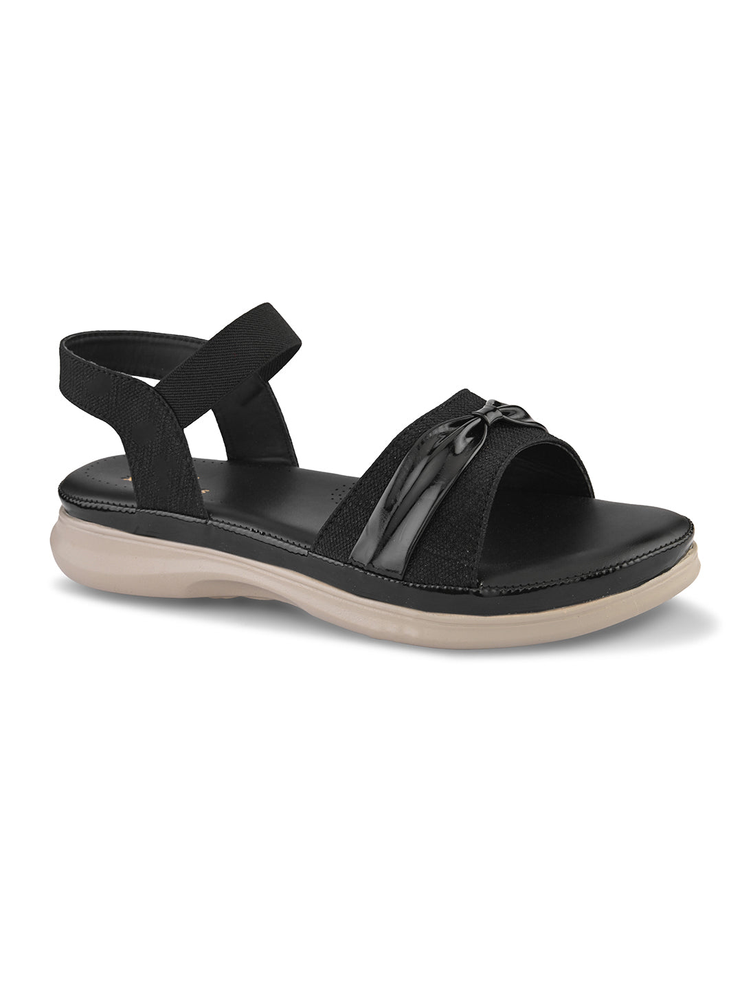 Elegant Bow Detail Comfort Sandals With Secure Ankle Strap