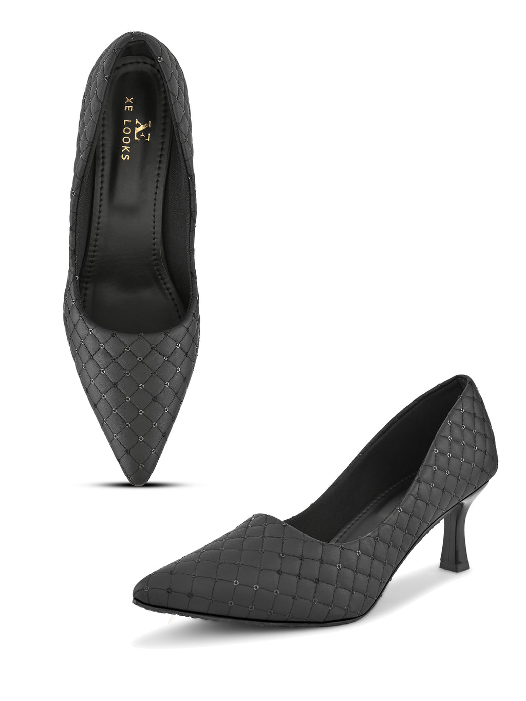 Quilted Pointed Toe Cushioned Slip-On Pumps