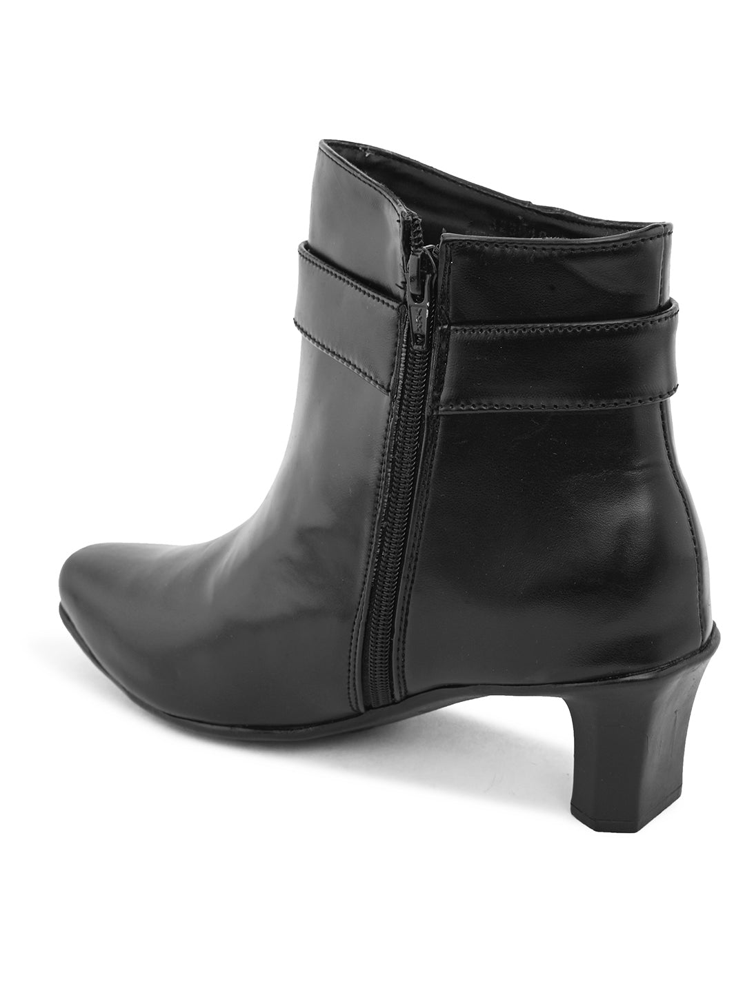 Comfortable & Attractive Block Heel Zipper Black Boots