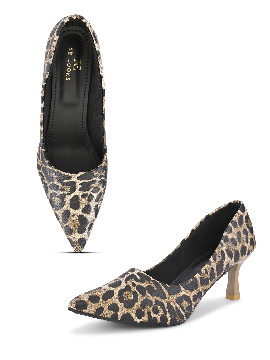 Animal Print Pointed Toe Cushioned Slip-On Pumps