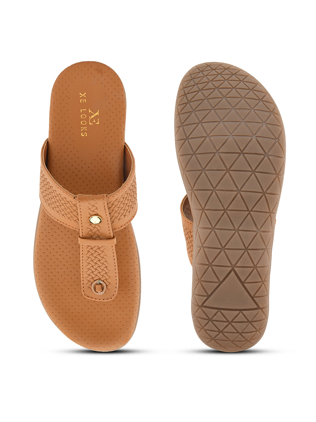 Synthetic Leather with Cushioned Sole, Slip-On Slippers