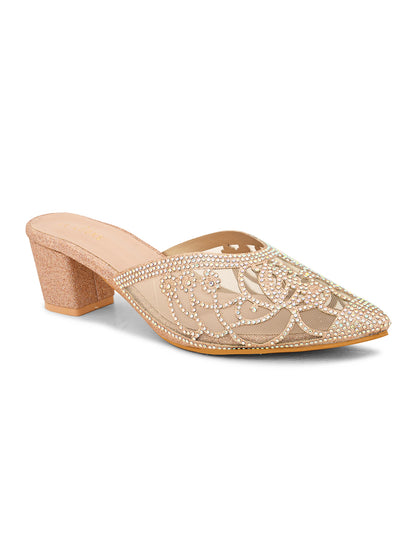 Attractive , Party wear Block Heel Slip-On Mule Sanal