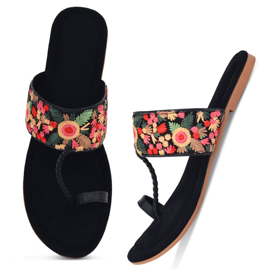 Embroidered Design Modern & Graceful Comfort Flat Slippers