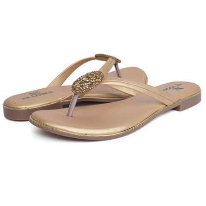 Stone Embellished Fashionable & Comfortable Flat Slippers