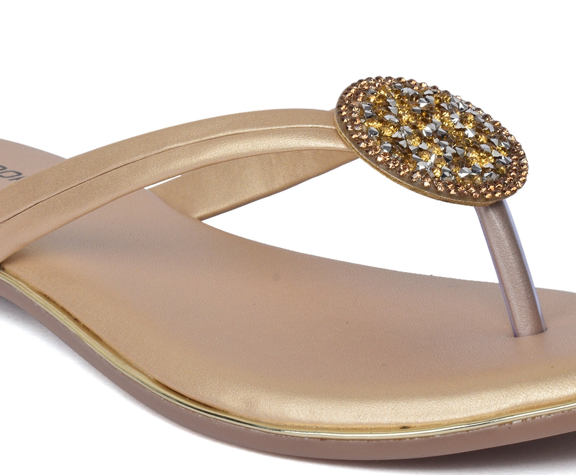 Stone Embellished Fashionable & Comfortable Flat Slippers