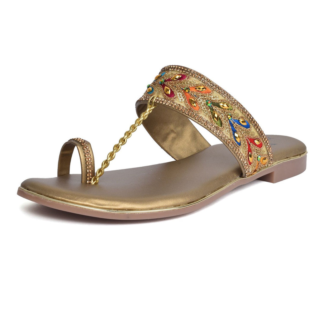 Eye-Catching Kolhapuri Embroidered Design Comfortable Slippers