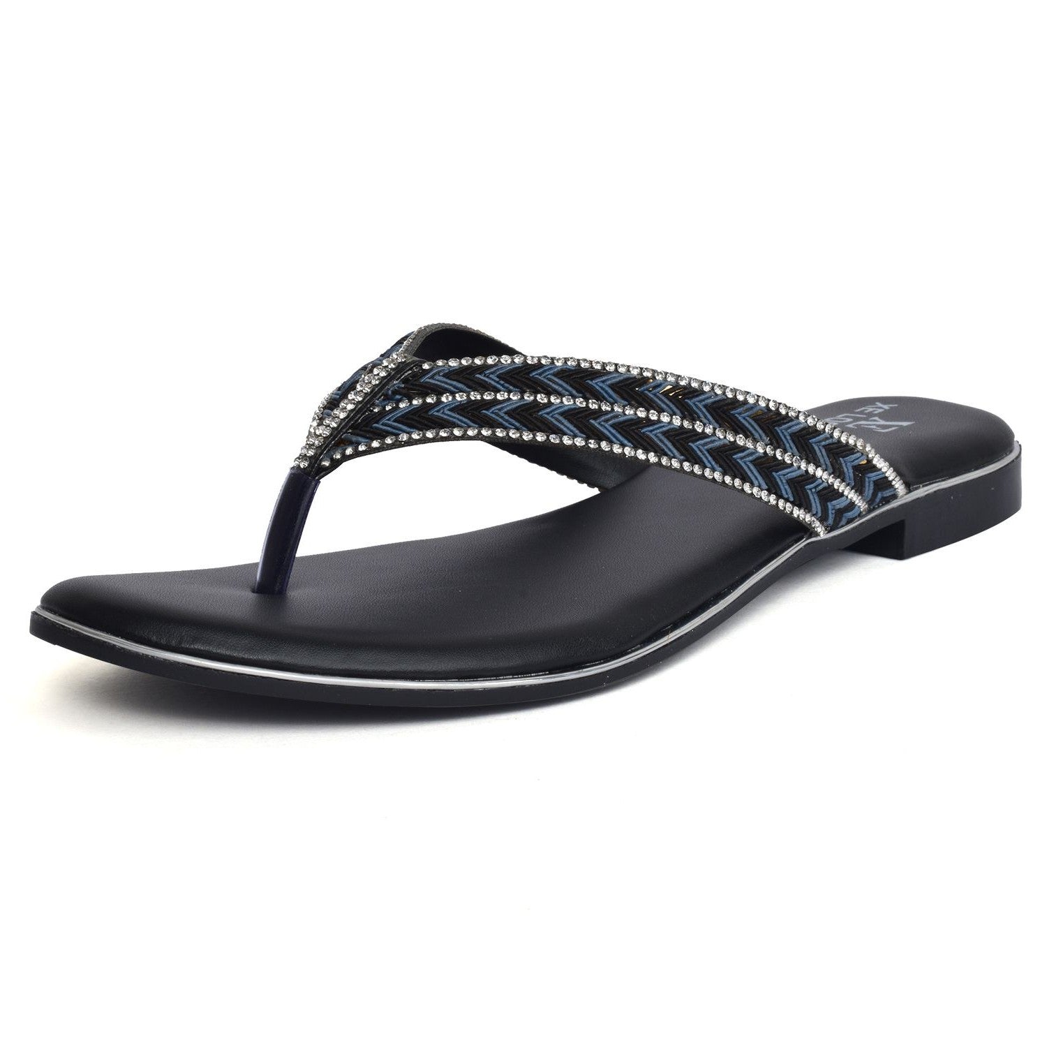 Classic & Graceful Siroski Design Comfortable Fashion Flat Slippers