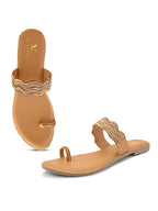 Stylish Ethnic Slip-On Flats with Sparkling Wavy Detailing