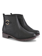 Side Zip Cushioned Low Block Heel Ankle Boots