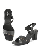 Elegant  heel with textured finish and ankle strap Heel Sandal