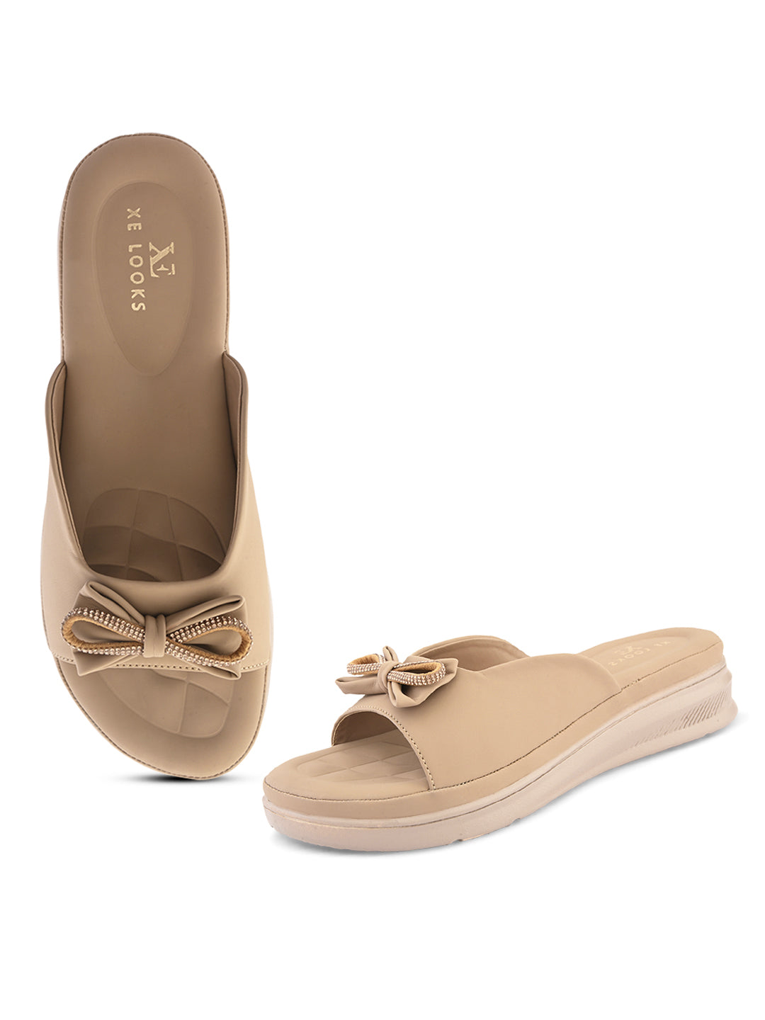 Sparkling bow embellishment Platform Slipper