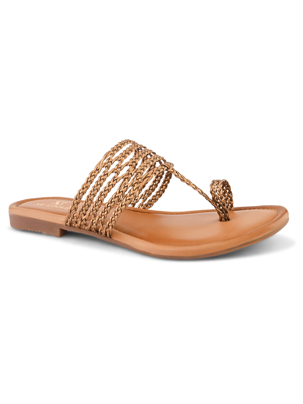 Multi-Strap Braided Toe-Ring Flats Sandal