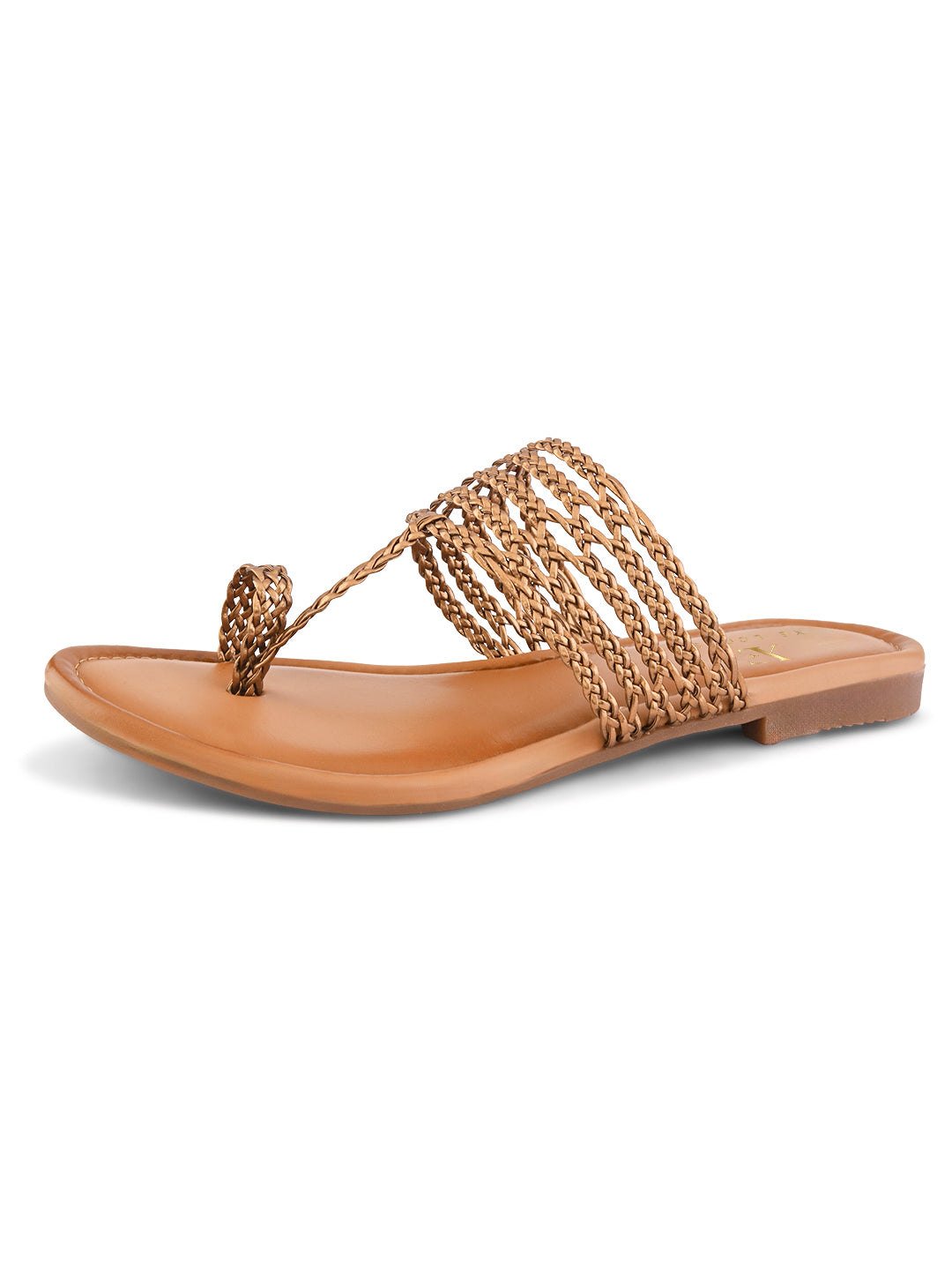 Multi-Strap Braided Toe-Ring Flats Sandal