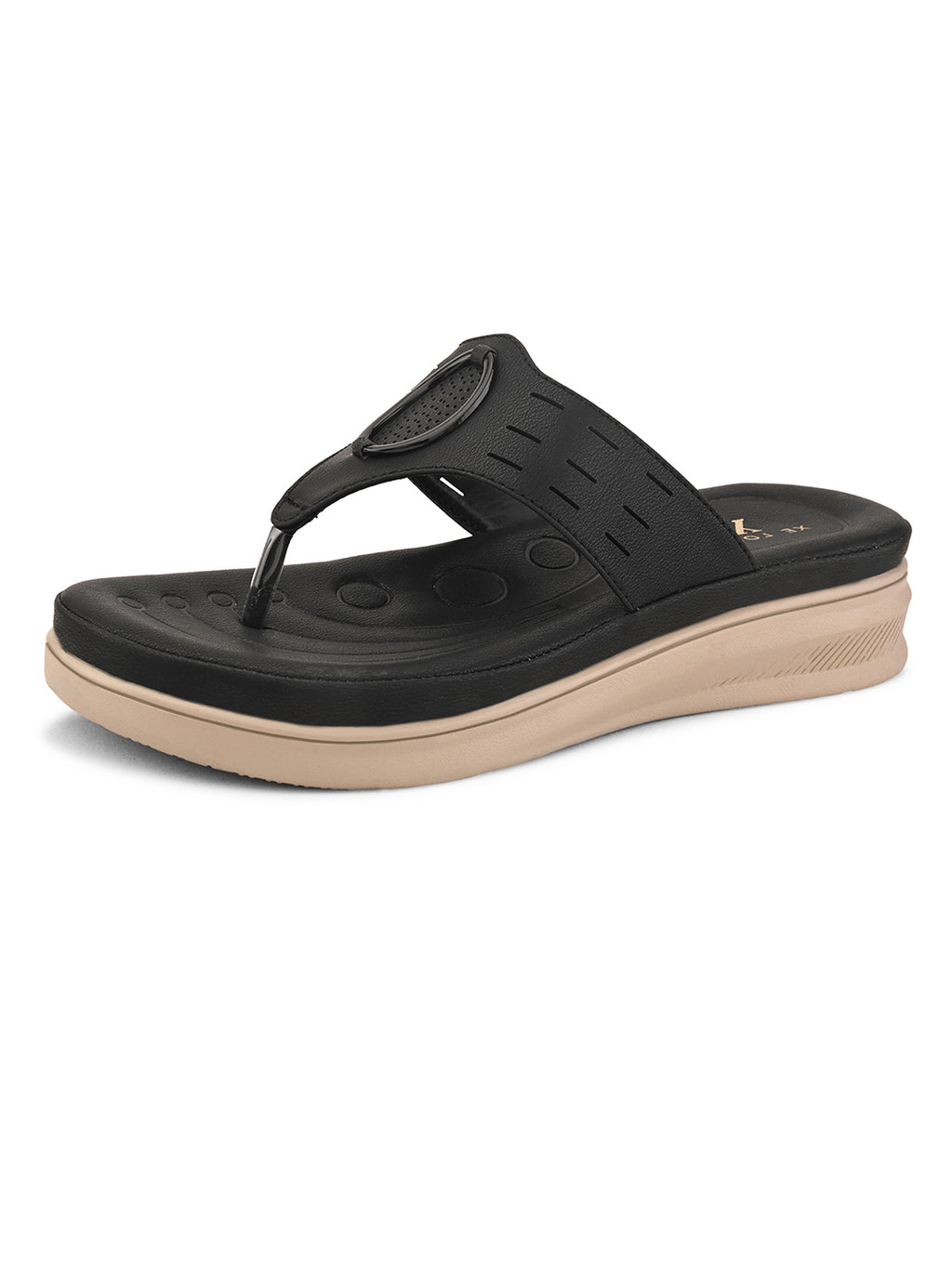 Slip-On Comfort Slippers with Textured Buckle Detail