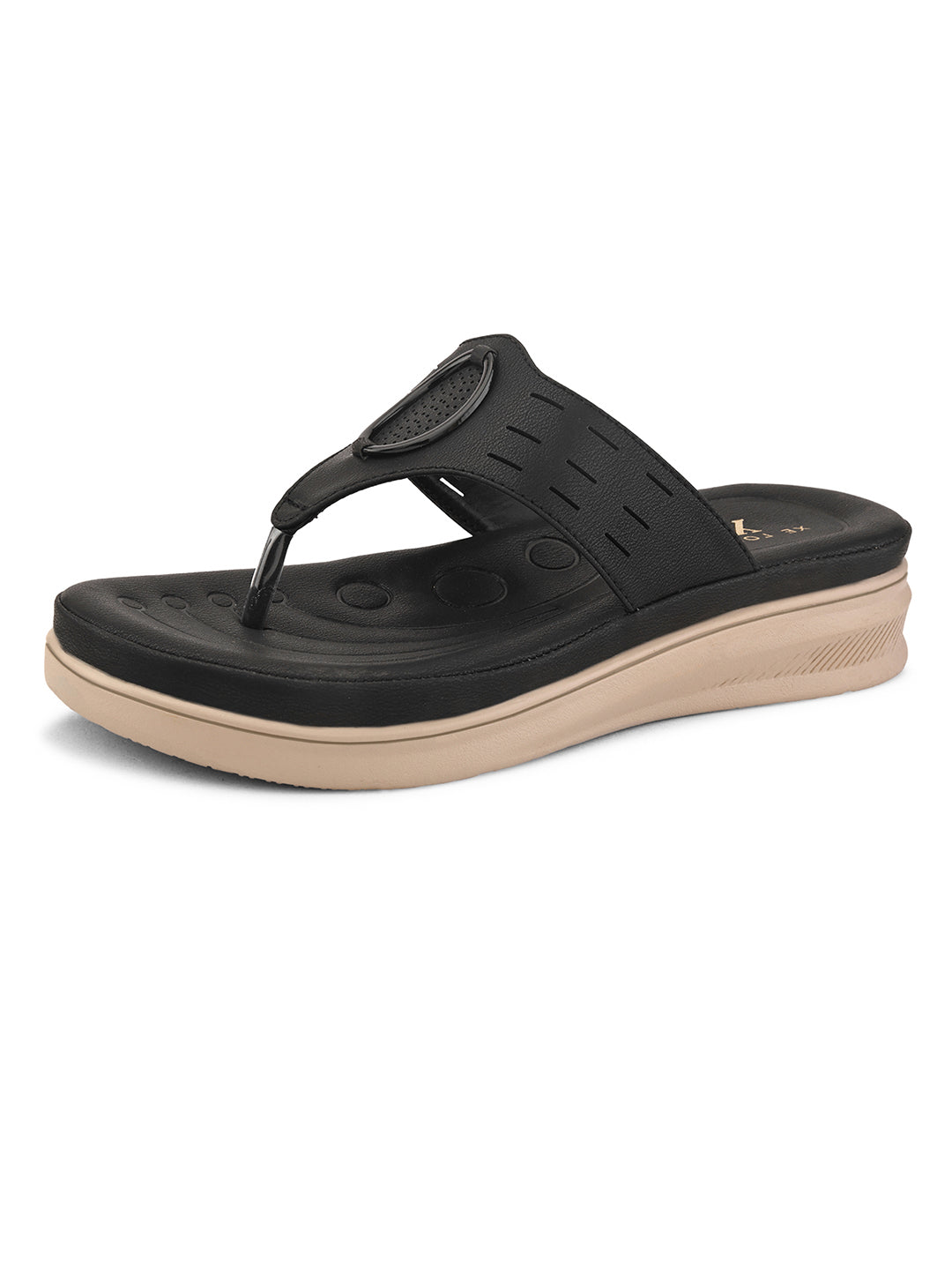 Slip-On Comfort Slippers with Textured Buckle Detail