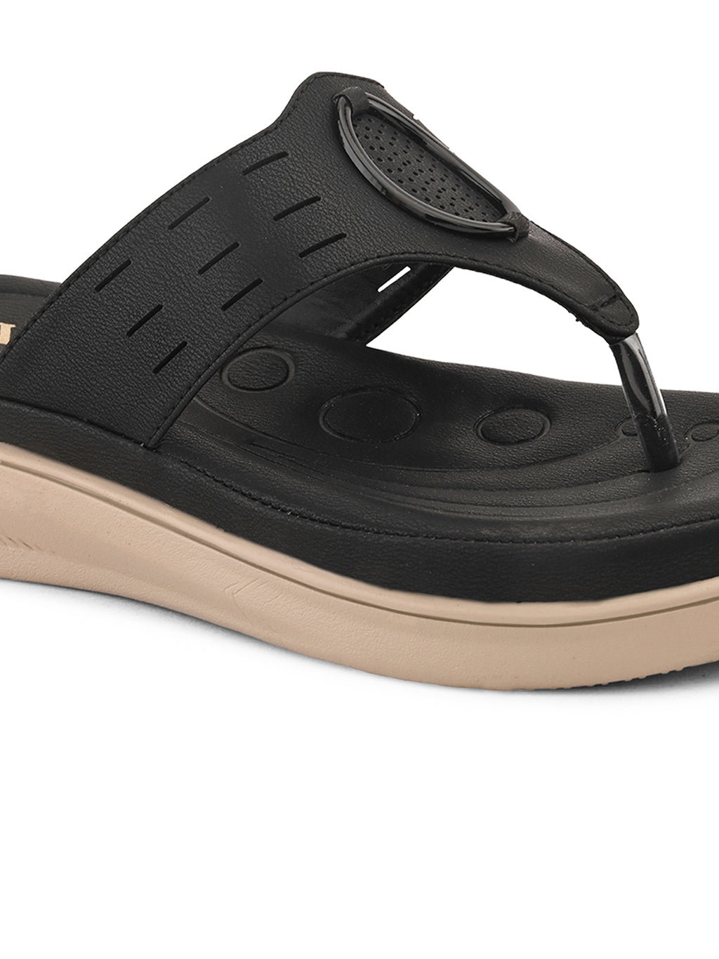 Slip-On Comfort Slippers with Textured Buckle Detail