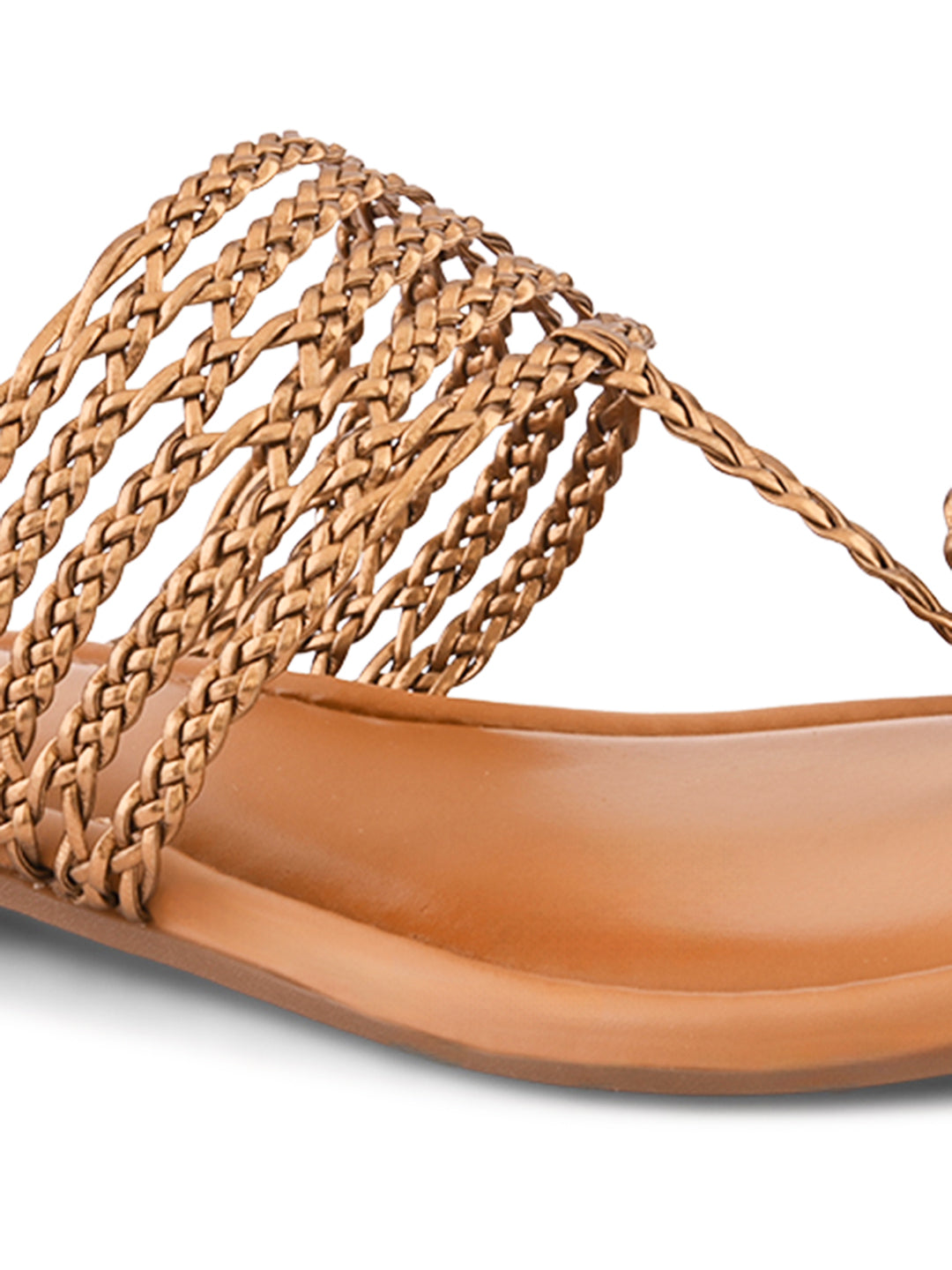 Multi-Strap Braided Toe-Ring Flats Sandal