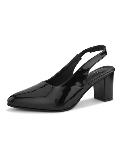 Women's Patent Pointed-Toe Slingback Heels