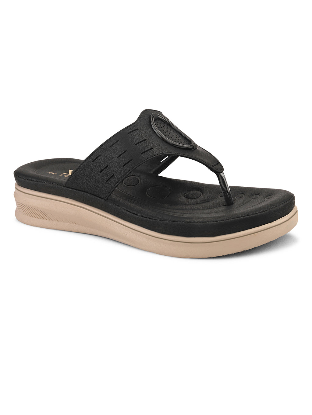 Slip-On Comfort Slippers with Textured Buckle Detail