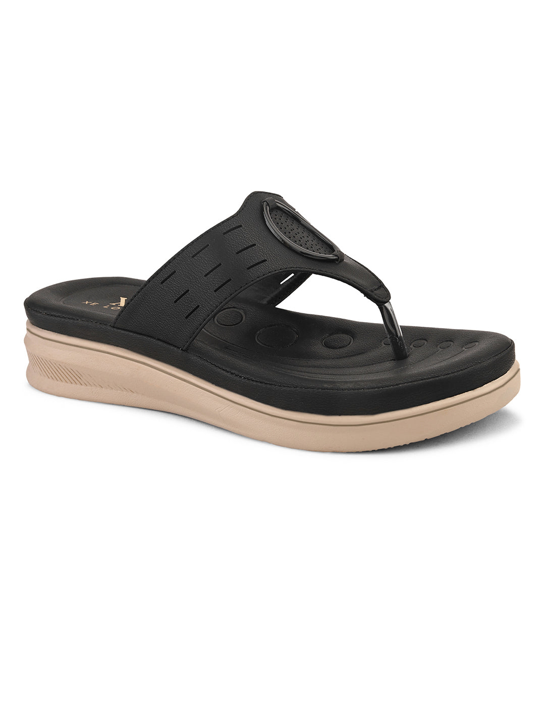 Slip-On Comfort Slippers with Textured Buckle Detail