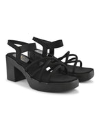 CROSS-STRAP ELASTIC BACK SUPPORT COMFORT BLOCK HEEL SANDALS