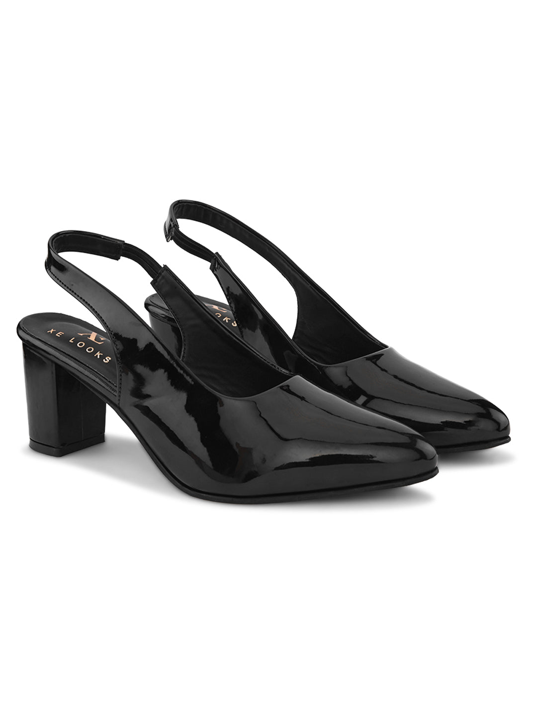 Elegant Patent Pointed-Toe Slingback Heels