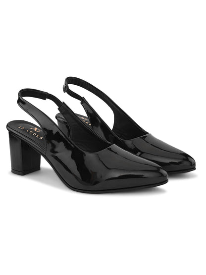 Women's Patent Pointed-Toe Slingback Heels