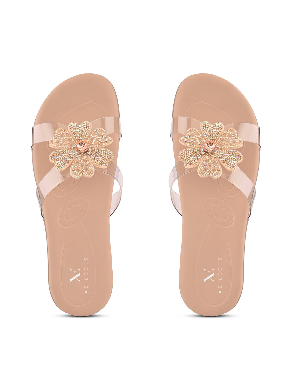 Crystal Floral Transparent Comfort Cushion Slides