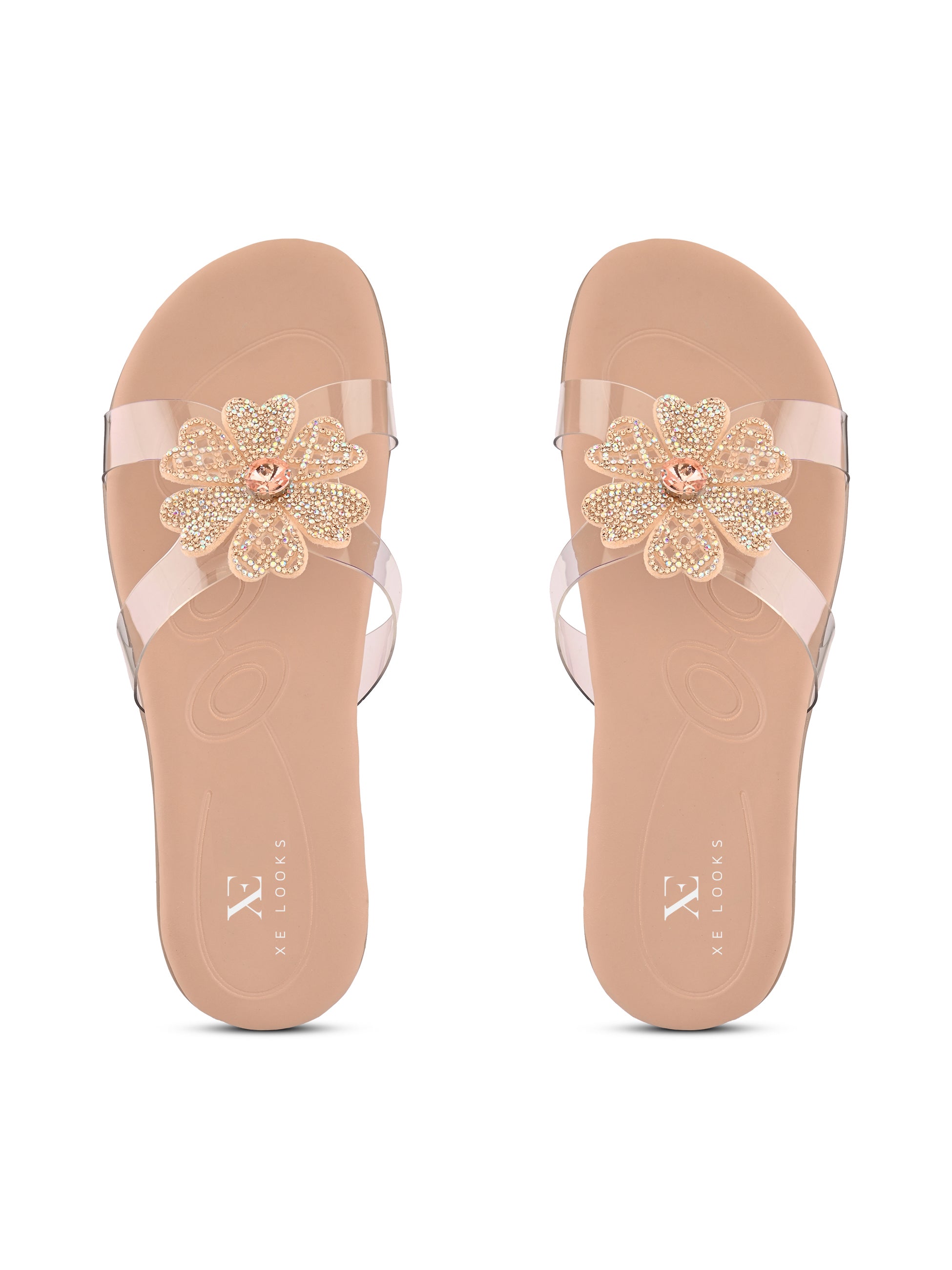 Crystal Floral Transparent Comfort Cushion Slides