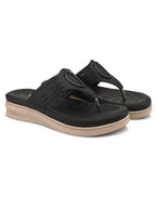 Slip-On Comfort Slippers with Textured Buckle Detail