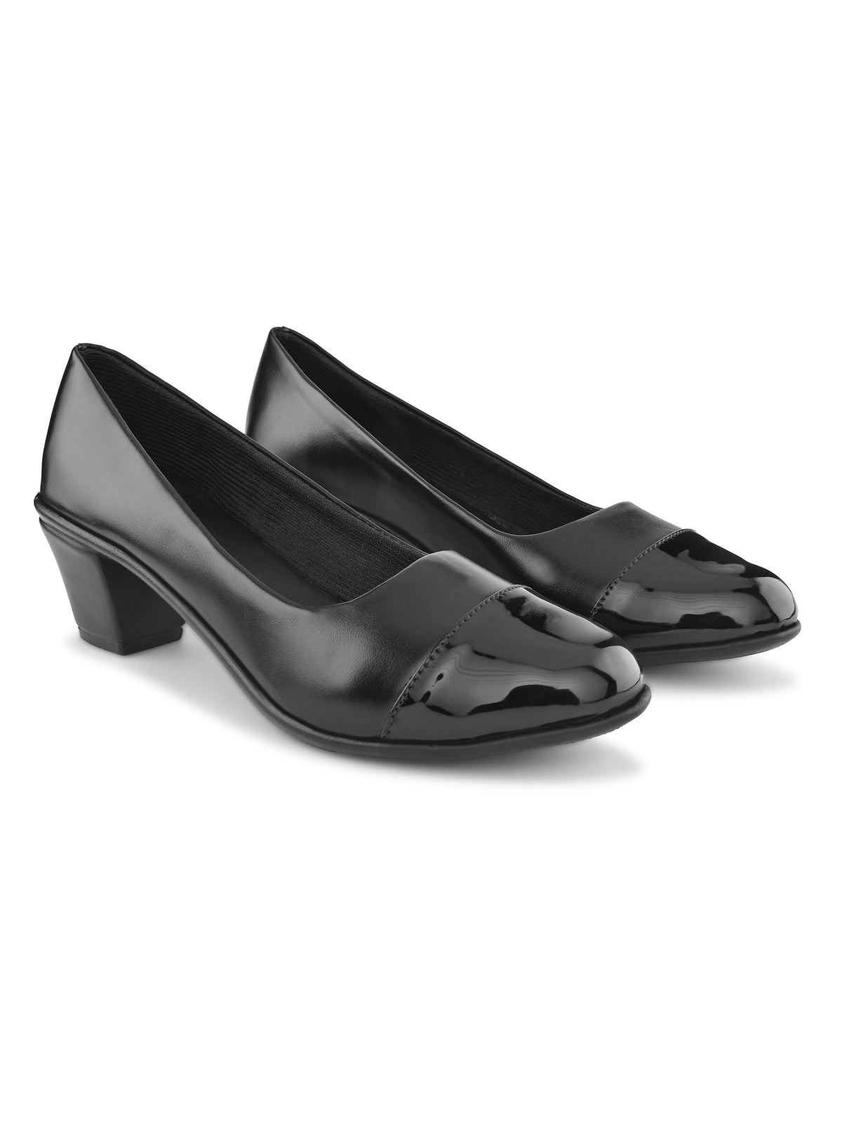 Glossy Cap Toe Slip-On Pumps