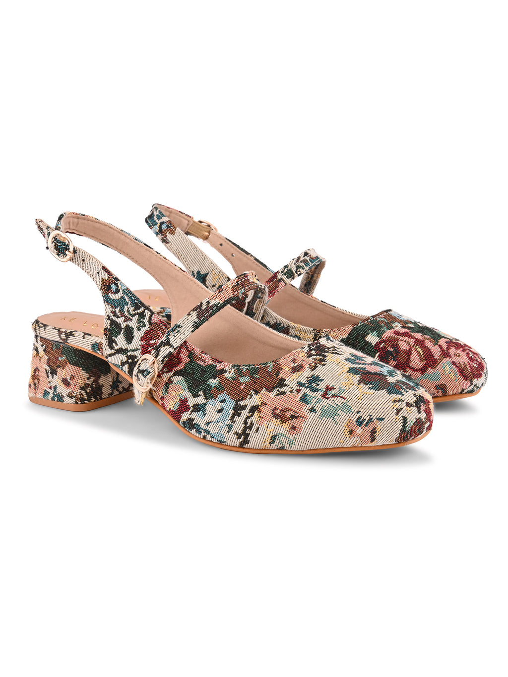 Textured Buckle Accent Slingback Block Heel Pumps