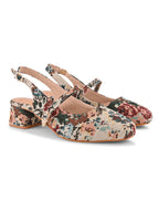 Textured Buckle Accent Slingback Block Heel Pumps