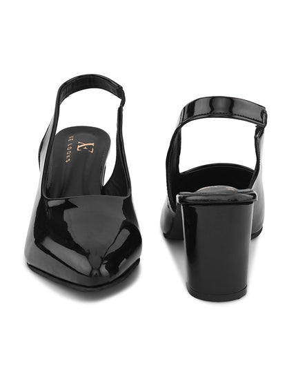 Women's Patent Pointed-Toe Slingback Heels