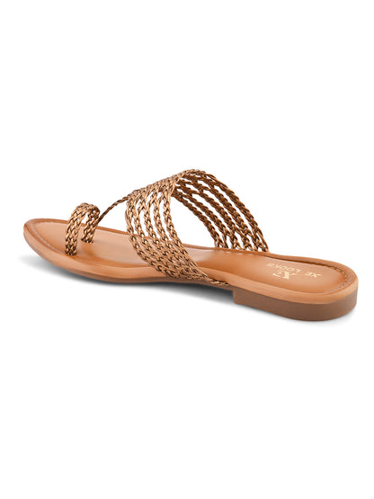 Multi-Strap Braided Toe-Ring Flats Sandal