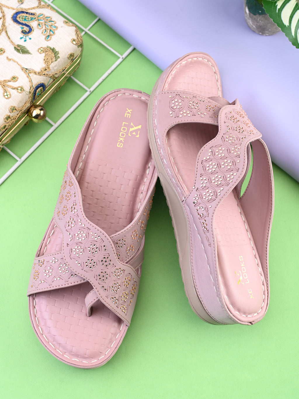 Elegant Comfortable Cross Strap Wedge Slippers