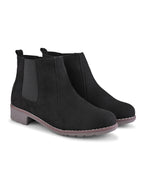 Side Elastic Cushioned Low Block Heel Ankle Boots
