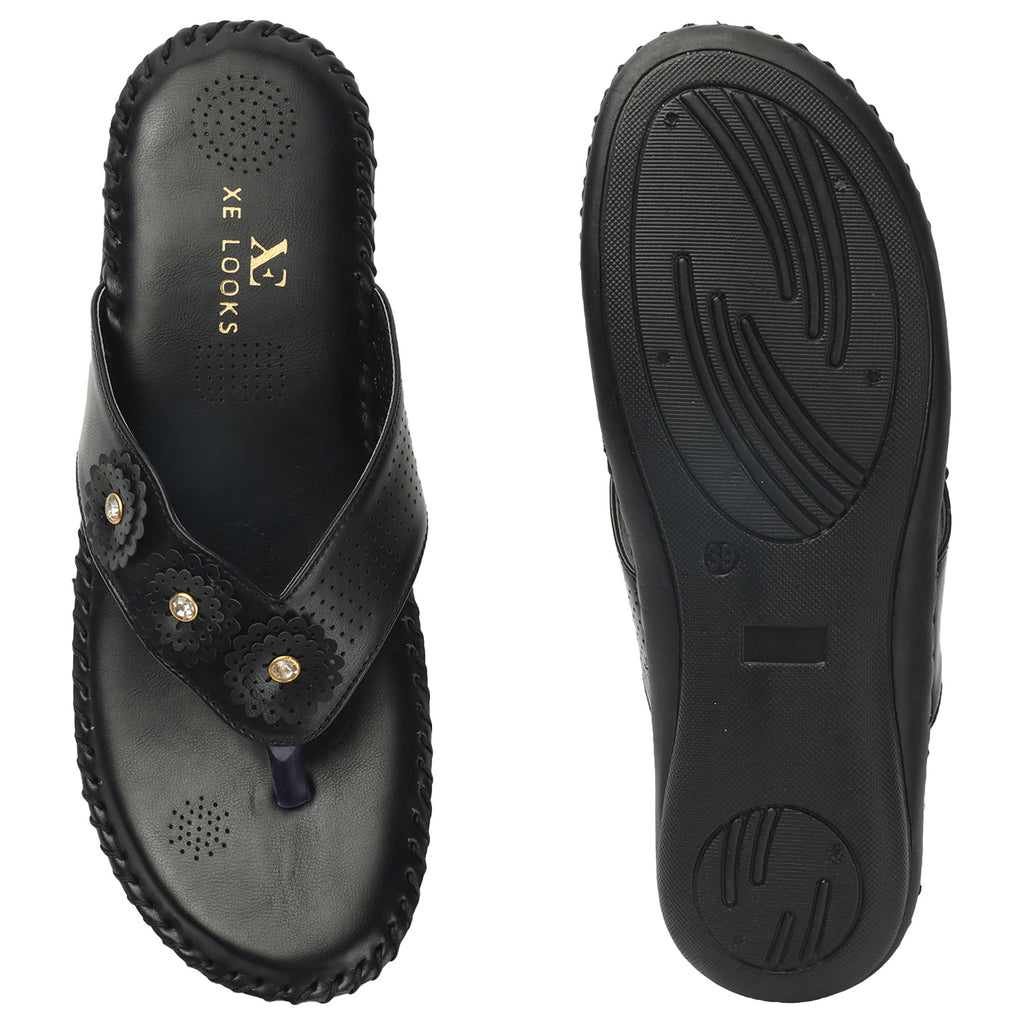 Sophisticated & Classic Flower Design Soft Cushion Doctor Slippers