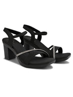 Rhinestone Strap Soft Cushioned Block Heel Sandals