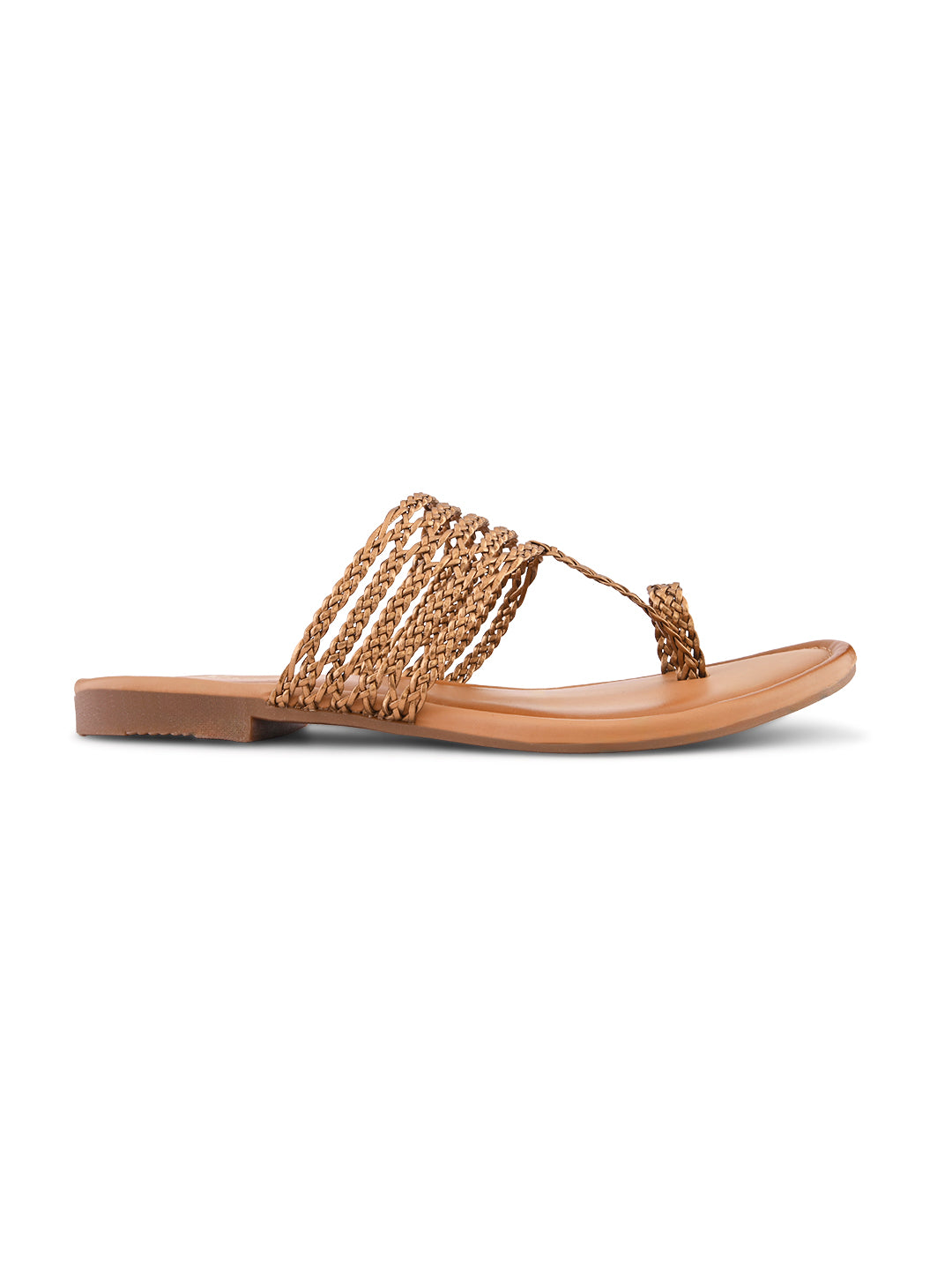 Multi-Strap Braided Toe-Ring Flats Sandal