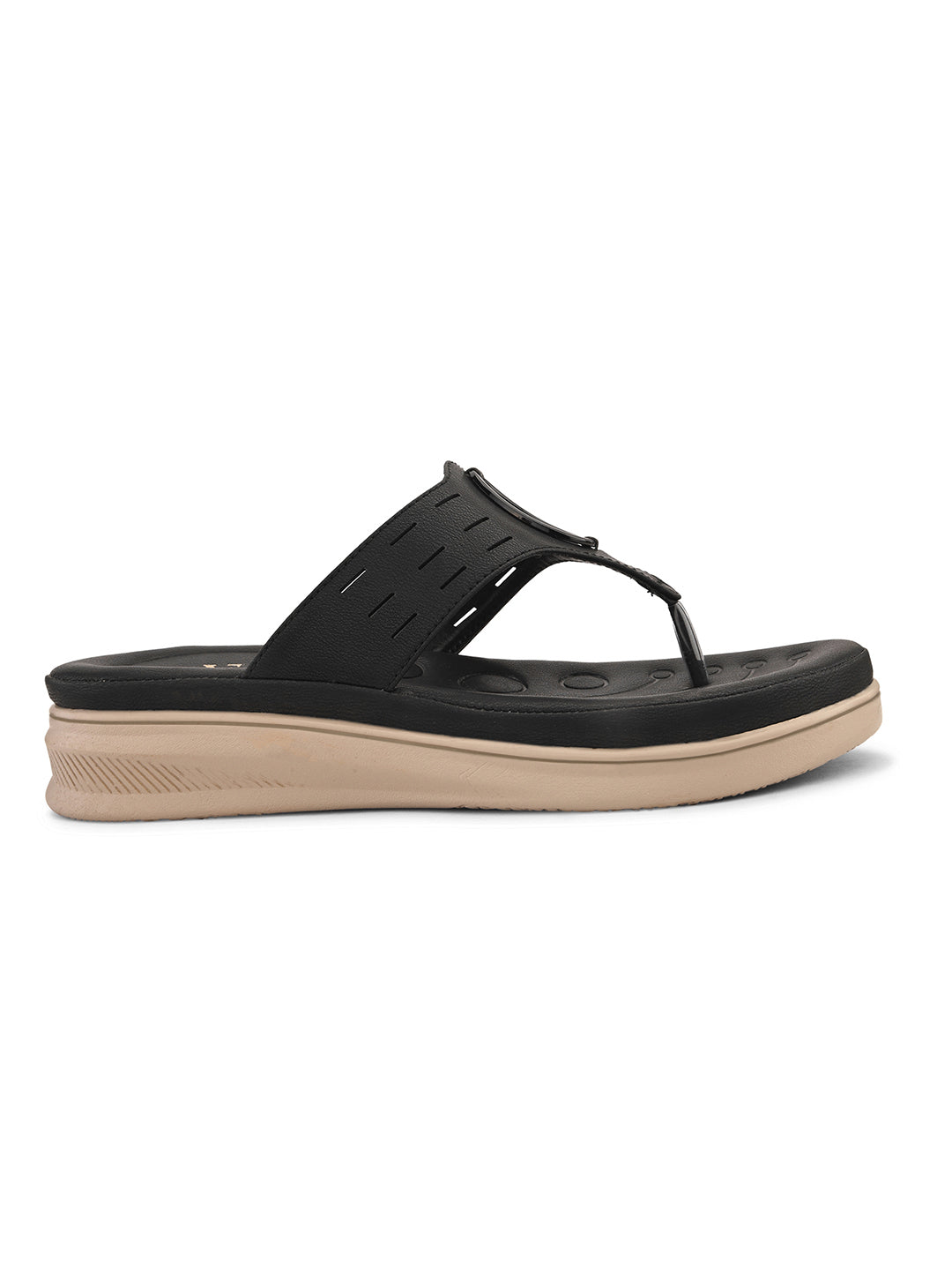 Slip-On Comfort Slippers with Textured Buckle Detail