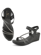 Stylish shimmer detailing straps Wedge Sandal