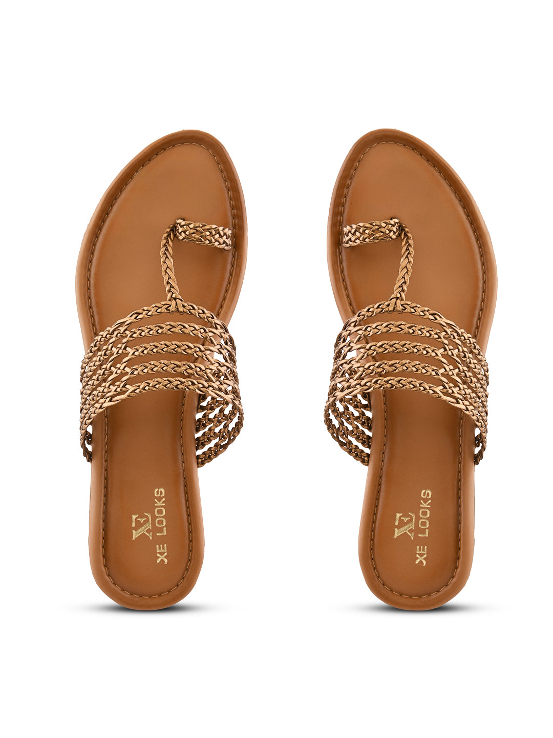 Multi-Strap Braided Toe-Ring Flats Sandal